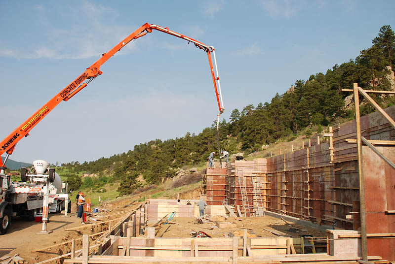 Workers started placing concrete in the northeast corner then worked clockwise across the back wall.