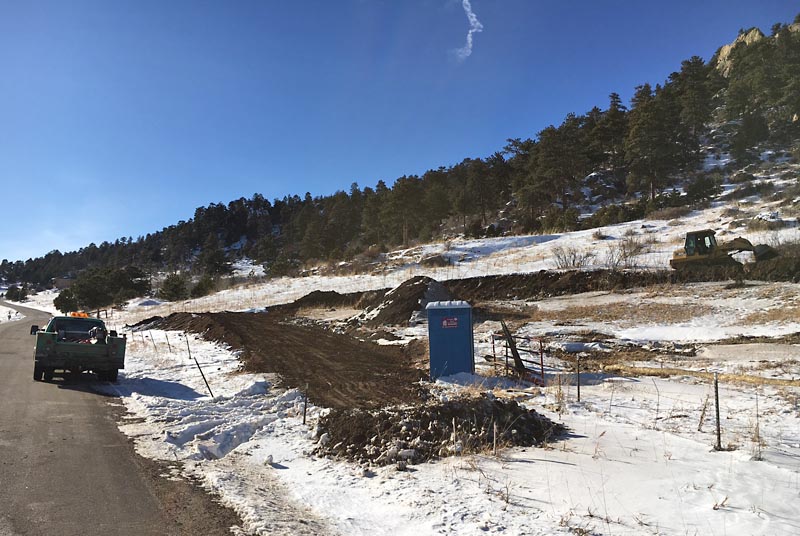 Work on the driveway is just starting after a little snow in February, 2016.