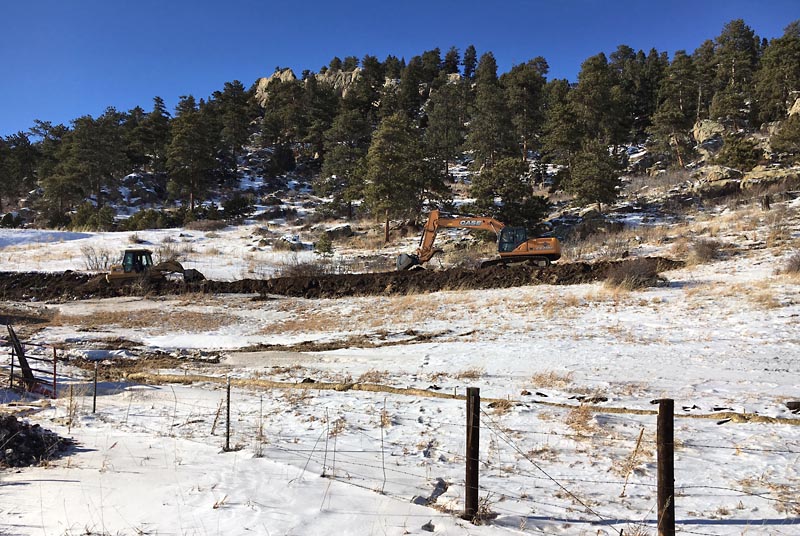 After turning off Douglas Mountain Road, our driveway runs about 100 feet west then makes a hairpin turn back towards the east and the house site.