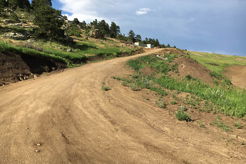 Here's a look up the driveway from the hairpin turn. The total length of the driveway is about 550 feet.