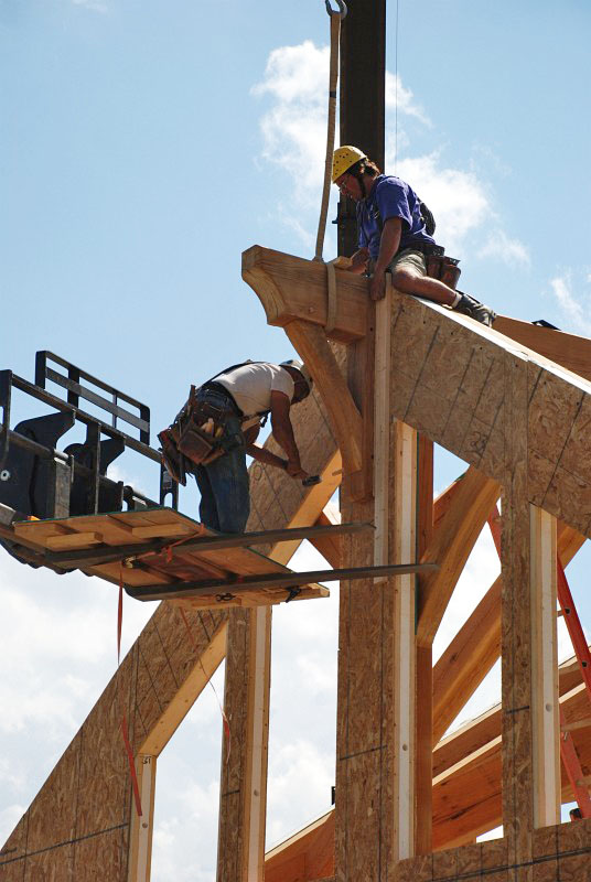 Matt and Jaime are attaching a beam extension at the east end of the house.