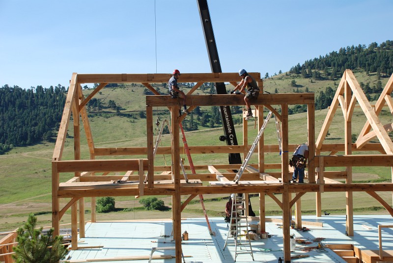 The header for the shed dormer has been set in place.