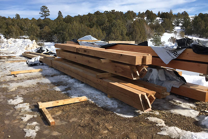 When the timbers are finished, they are stored outside in the yard.