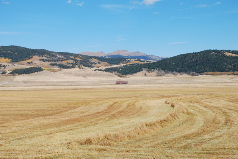 We're on flat terrain now coming into Como and looking east towards the aspen in Kenosha Pass.