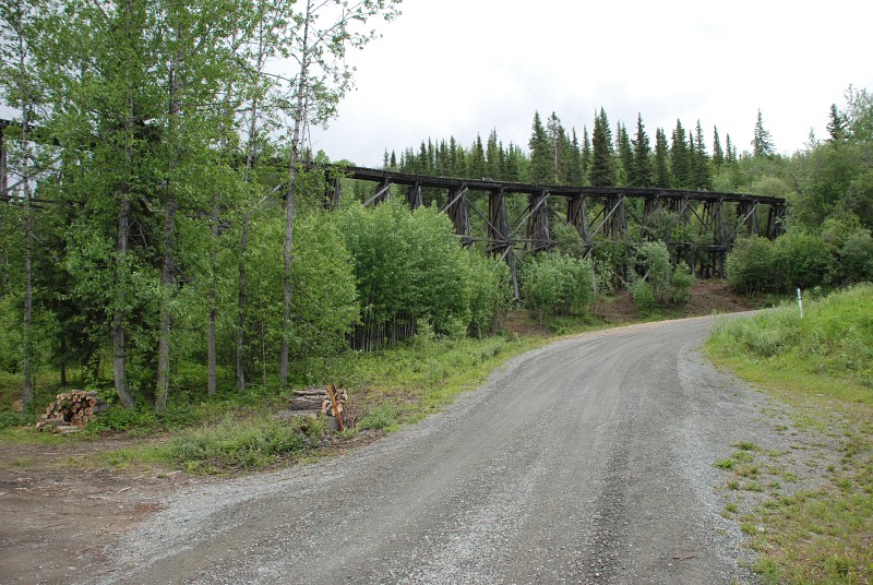 This is an abandoned railroad trestle across the Gilahina River.