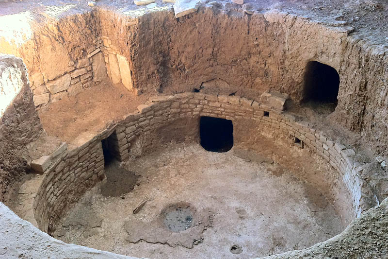 Kivas were usually half below and half above ground. The tunnel openings lead to other rooms.