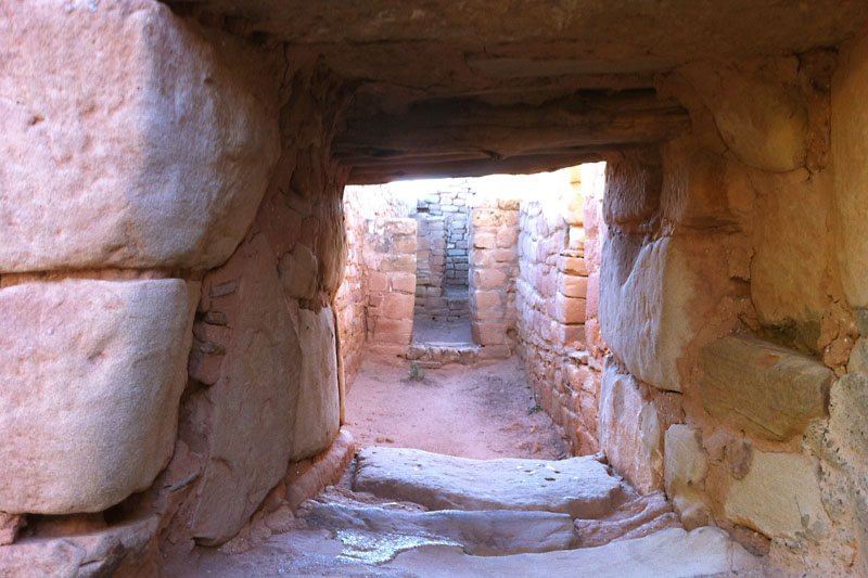 This is a view into the Sun Temple. It is on top of a mesa near the cliff dwellings. It was built without a roof and appears to have features that line up with astronomical events to mark the seasons.