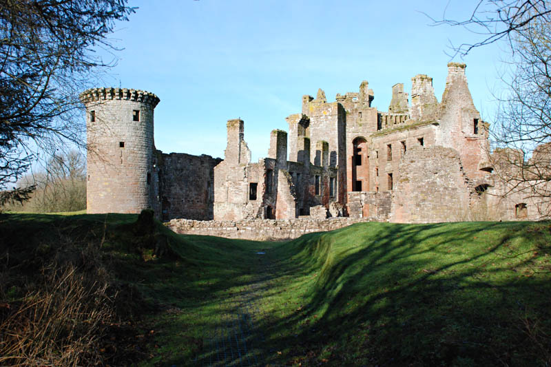 <h3>Caerlaverlock Castle</h3>The south wall is largely missing, and the southeast tower would have been on the right in this photo.