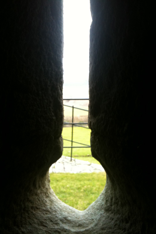 <h3>Cardoness Castle</h3>This keyhole through the wall would have allowed defenders to fire arrows at enemies.