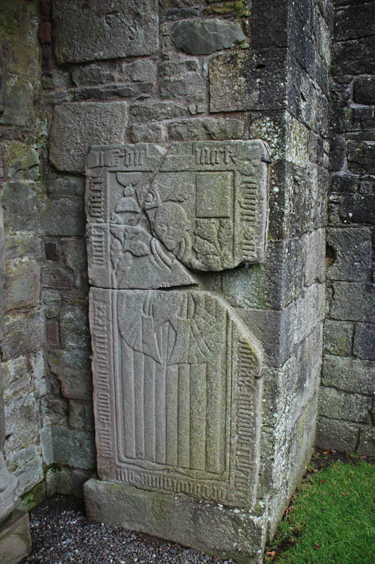 <h3>Dundrennan Abbey</h3>This stone marks the grave of a Cistercian monk.