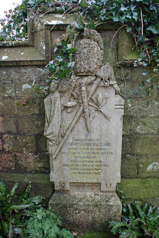 <h3>Dundrennan Abbey</h3>This intricately carved stone marks the grave of Stuart Cairns Maitland, died 1900.