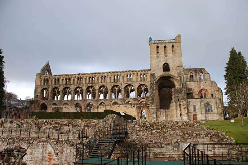 <h3>Jedburgh Abbey</h3>The site is thought to have been home to other churches dating back to the early 8th century. Construction of the current abbey took over 100 years, with the main abbey being completed about 1285.