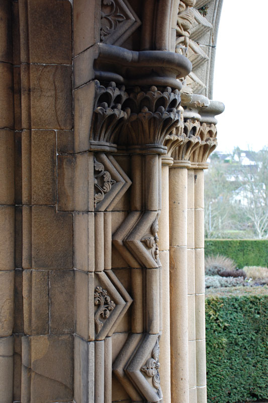 <h3>Jedburgh Abbey</h3>The doorway features intricate stonework.