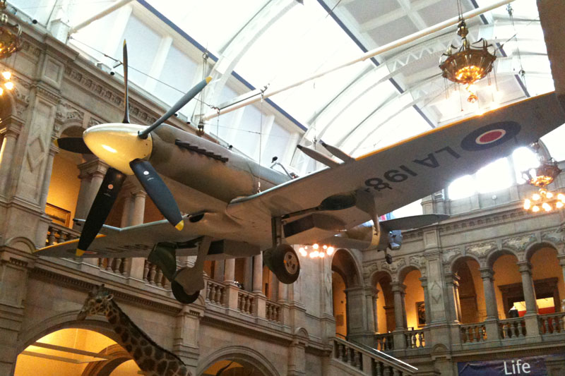 <h3>Kelvingrove Museum</h3>The initial collection came from the McLellan Galleries and the City Industrial Museum. This Spitfire flew with the 602nd (City of Glasgow) Auxiliary between 1947 and 1949.