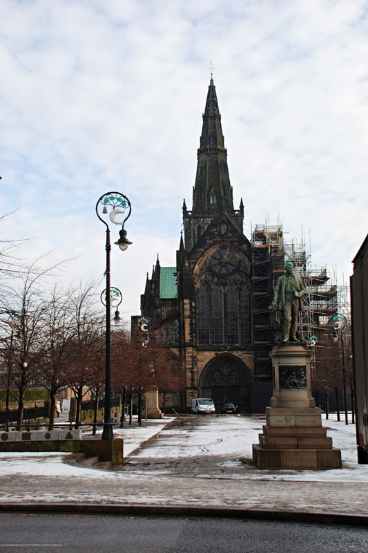 <h3>Glasgow Cathedral</h3>St. Mungo — or by his less–familiar name, Kentigern — preached at a wooden church on this site in the 7th century. St. Mungo is the patron saint of Glasgow. In 1136, King David I consecrated the first stone church built on the site.