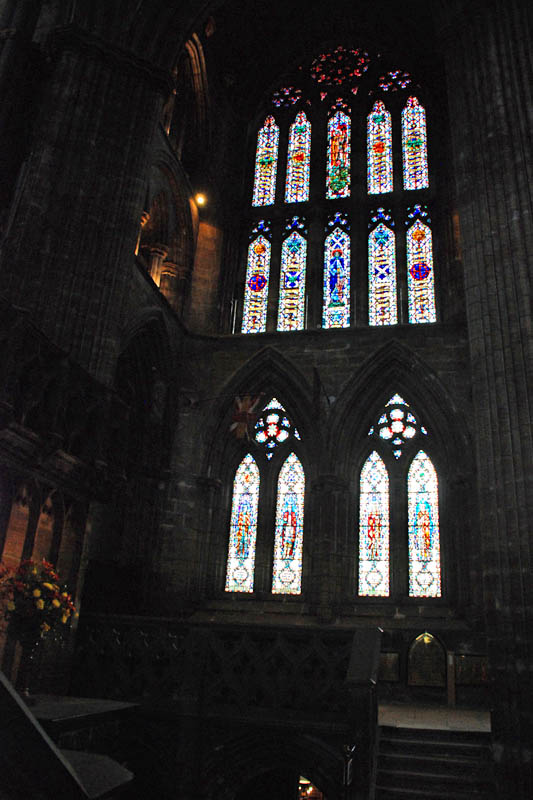 <h3>Glasgow Cathedral</h3>Stained glass throughout the church was replaced by German artisans in the 1860's. It deteriorated rapidly and was removed by the mid-20th century and replaced with a few newer pieces.