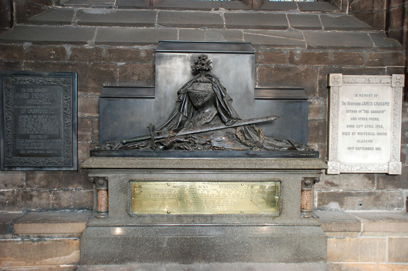 <h3>Glasgow Cathedral</h3>This is the tomb of Robert Burn Anderson, Lieutenant, 1st Bombay Fusiliers, who died as a prisoner of war in China in 1860.