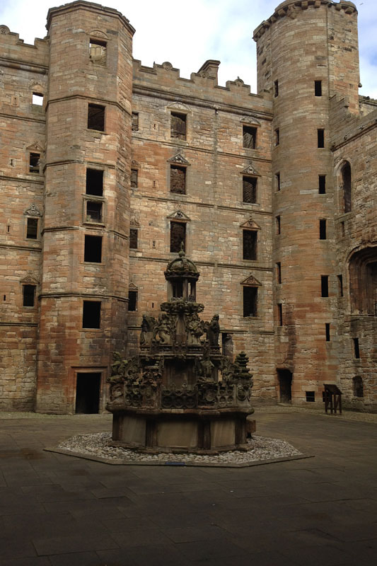 The courtyard includes an elaborate fountain designed to show the king's wealth. Water was carried through lead pipes from a lake about a mile away.