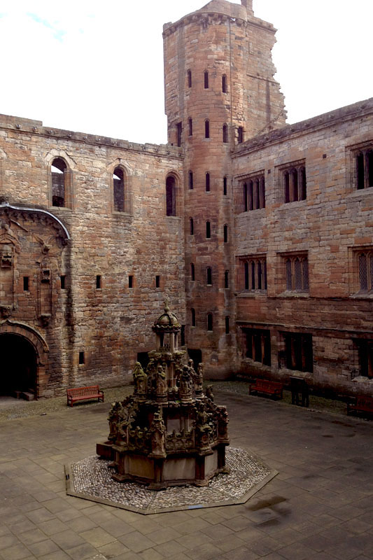 The main entrance to the central courtyard is on the left.