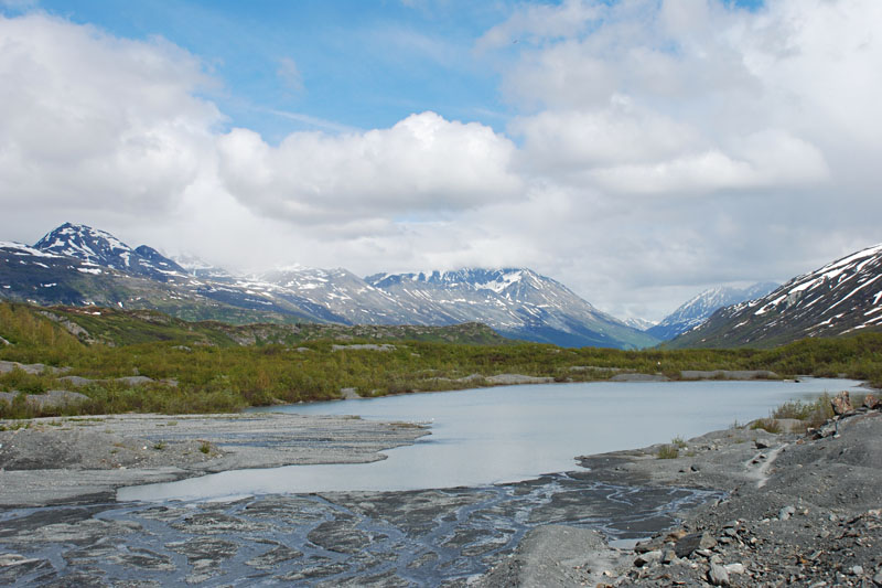 This pond is formed by runoff from the glacier.